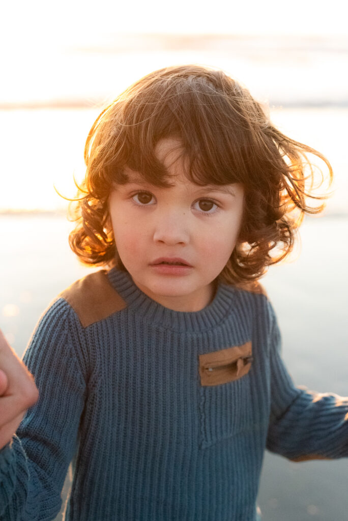 Portrait of young boy at beach in Oceanside, CA